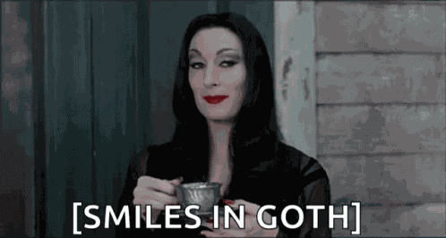 Coffee Sip Morticia Addams GIF