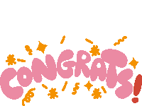 Congrats Yellow Confetti Around Congrats In Pink Bubble Letters Sticker