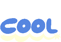 Cool Yellow Squiggly Line Underneath Cool In Blue Bubble Letters Sticker