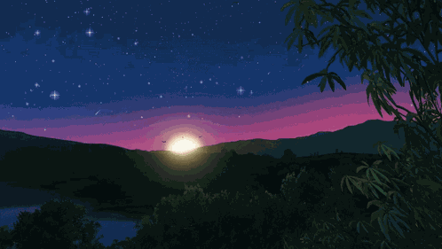 Countryside Sunset Sun Down At Night GIF