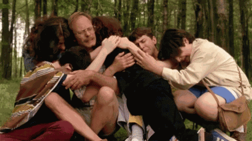 Crying Group Hug GIF