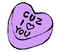 Cuz I Love You Purple Heart Sticker