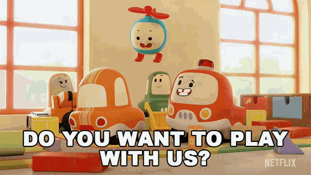 Do You Want To Play With Us Freddie Firetruck GIF