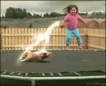 Dora Trampoline Lightning Girl Zapping Cat GIF