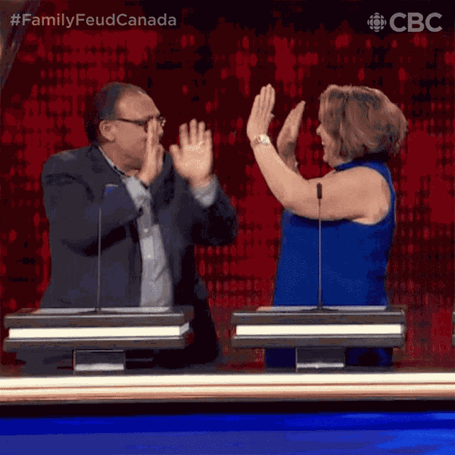 Double High Five Family Feud Canada GIF
