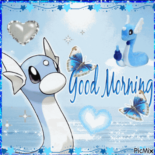 Dratini Pokemon Dragonite Dragonair Good Morning GIF