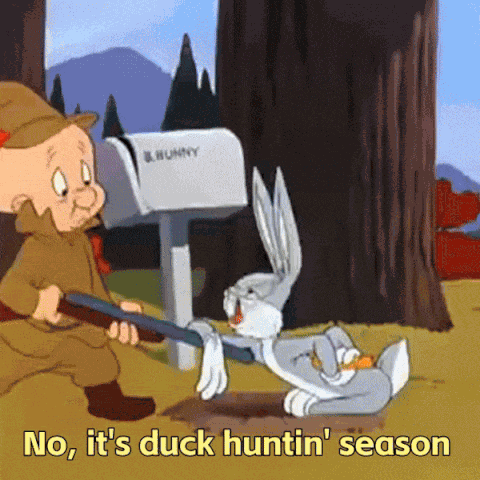 Duck Season Rabbit Season Looney Tunes Merry Melodies Bugs Bunny Wabbit Season GIF