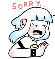 Embarrassed Girl Says "Sorry" In English. Sticker