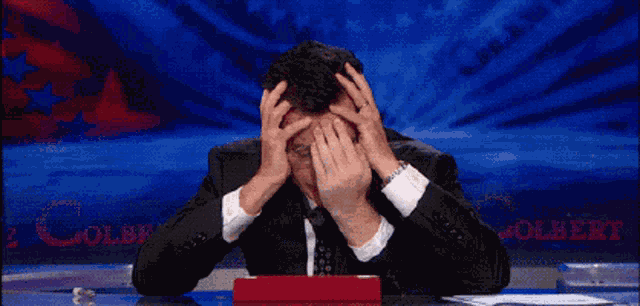Facepalm Stephen Colbert GIF