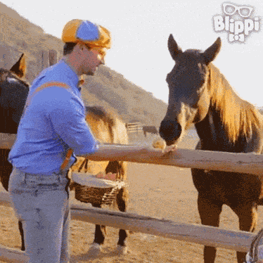 Feeding The Horse Blippi GIF