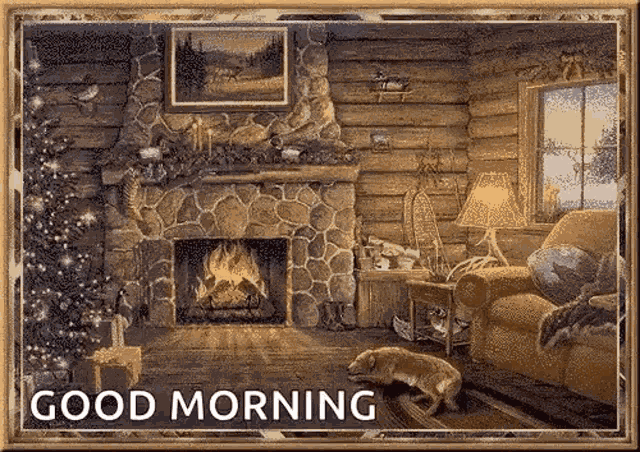 Fireplace Snowing GIF