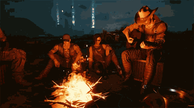 Gather At The Campfire Cyberpunk2077 GIF