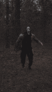 Ghostface Cosplayer Running GIF