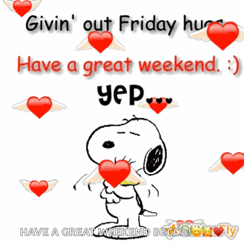 Giving Out Friday Hugs Have A Great Weekend GIF
