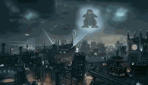 Godilla Spin Batsignal Funny Godzille Little Monster GIF