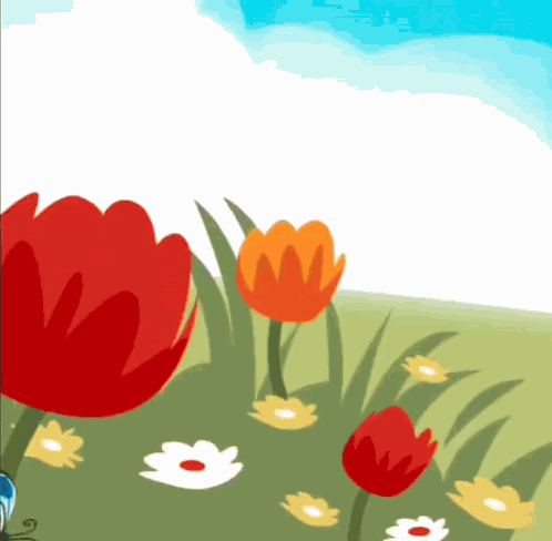 Good Morning Butterflies And Red Tulips GIF