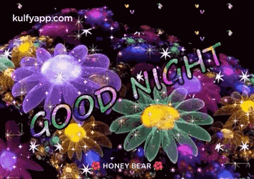 Good Night - Glowing Flowers Good Night Messages GIF
