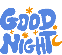 Good Night Yellow Stars And Moon Around Good Night In Blue Bubble Letters Sticker