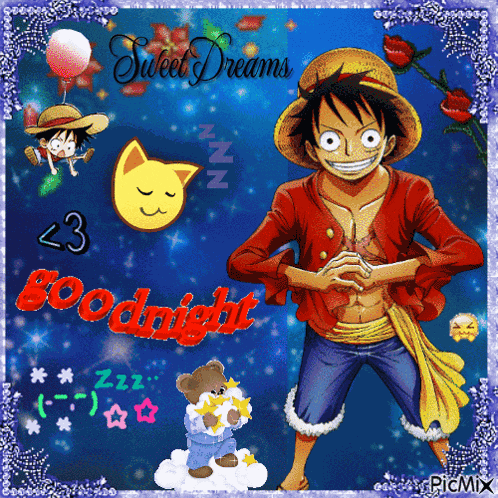 Goodnight Monkey D Luffy GIF