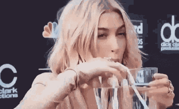 Hailey Baldwin Drink GIF