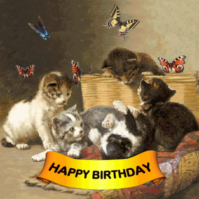 Happy Birthday Birthday Kittens GIF