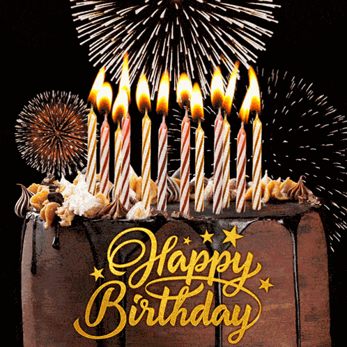 Happy Birthday Fireworks Happy Birthday Cake GIF