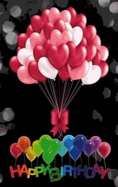 Happy Birthday Heart Balloons GIF