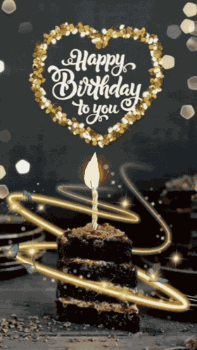 Happy Birthday Heart Candles GIF