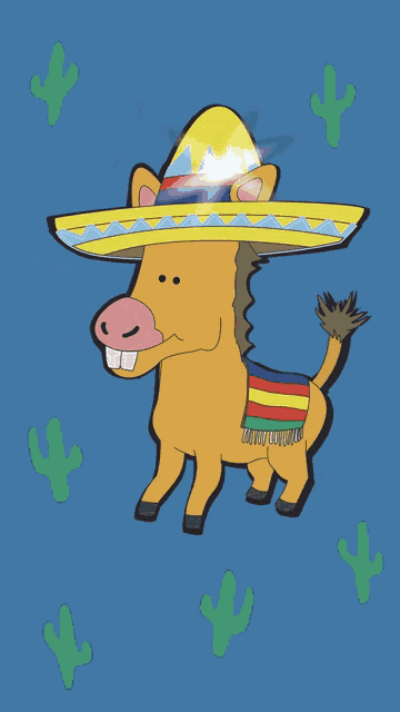 Happy Miniature Donkey With Lit Up Sombrero GIF
