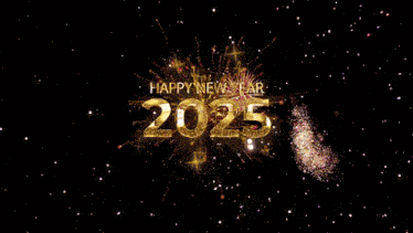 Happy New Year 2025 Gold GIF
