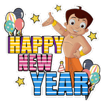 Happy New Year Chhota Bheem Sticker