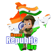 Happy Republic Day Chhota Bheem Sticker
