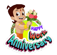 Happy Work Anniversary Chhota Bheem Sticker