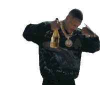 Holding Champagne Yg Sticker