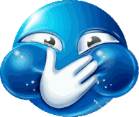 Holding Laugh Blue Emoji Sticker