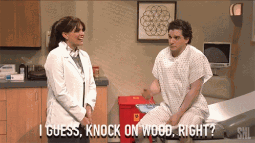 I Guess Knock On Wood Right Avoiding Bad Luck GIF