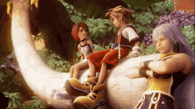 Kairi Sora And Riku Together At Destiny Islands Kingdom Hearts GIF