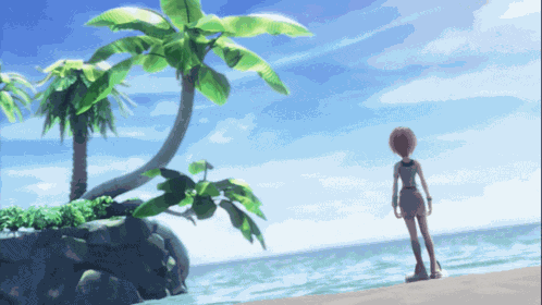 Kairi Watching The Sea On A Beach Kingdom Hearts 1 GIF