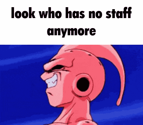 Kid Buu Look Who Has No Staff Anymore GIF