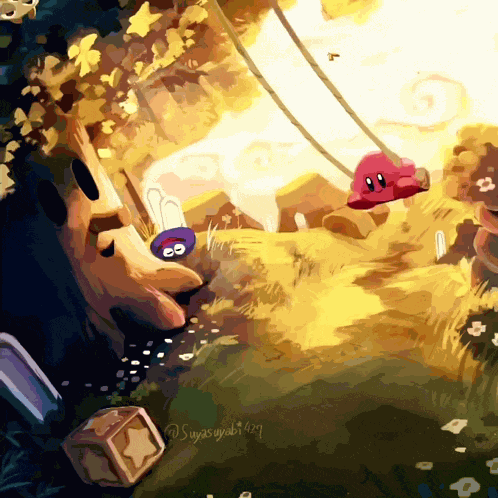 Kirby Swinging GIF