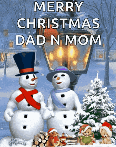 Kissing Snowmen GIF