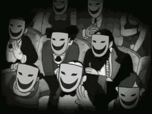 Laughing Black And White Cartoon Crowd GIF