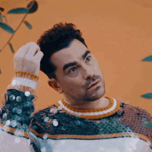 Looking Up Dan Levy GIF