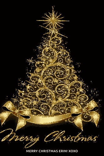 Merry Christmas Gold Tree GIF