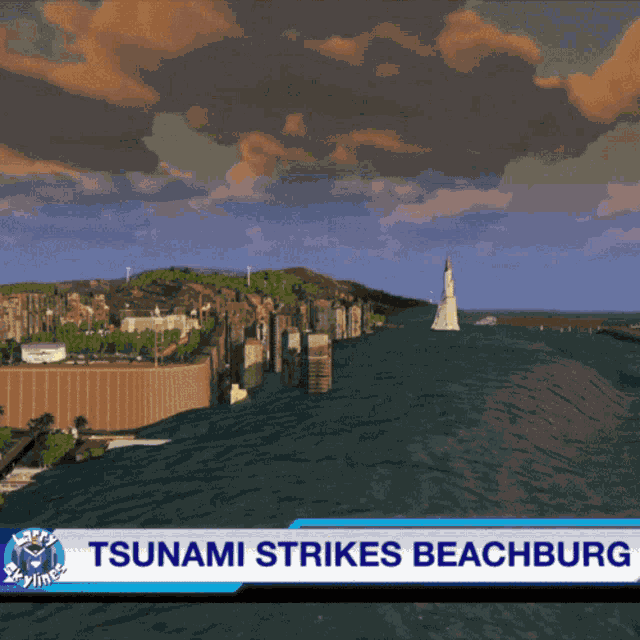 Meteor Strikes Tsunami Beachburg GIF