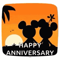 Mickey And Minnie Sunset Couple GIF