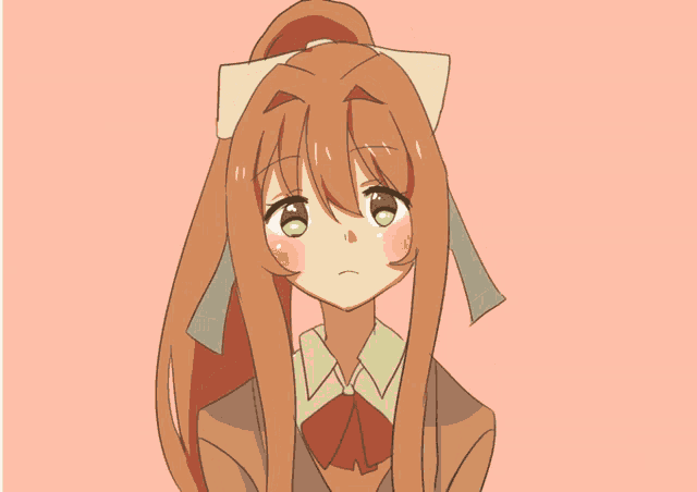 Monika Blushing GIF