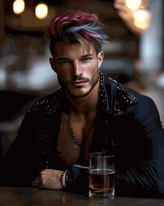 Muscular Colorful Hair GIF