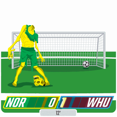 Norwich City F.C. (0) Vs. West Ham United F.C. (1) First Half GIF