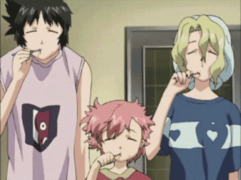 Paper Sisters Brushing Teeth GIF